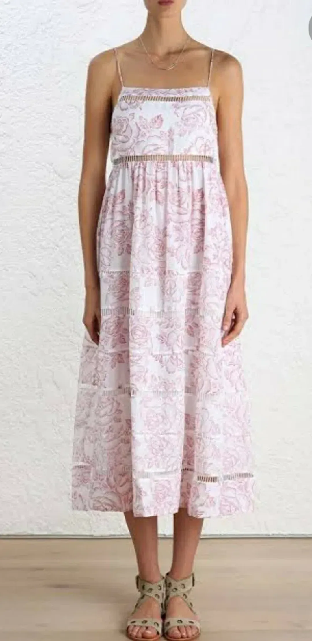 Zimmermann Roza Ladder Picnic Midi Dress Print Size 0 / AU 8 for rent on The Volte - main image