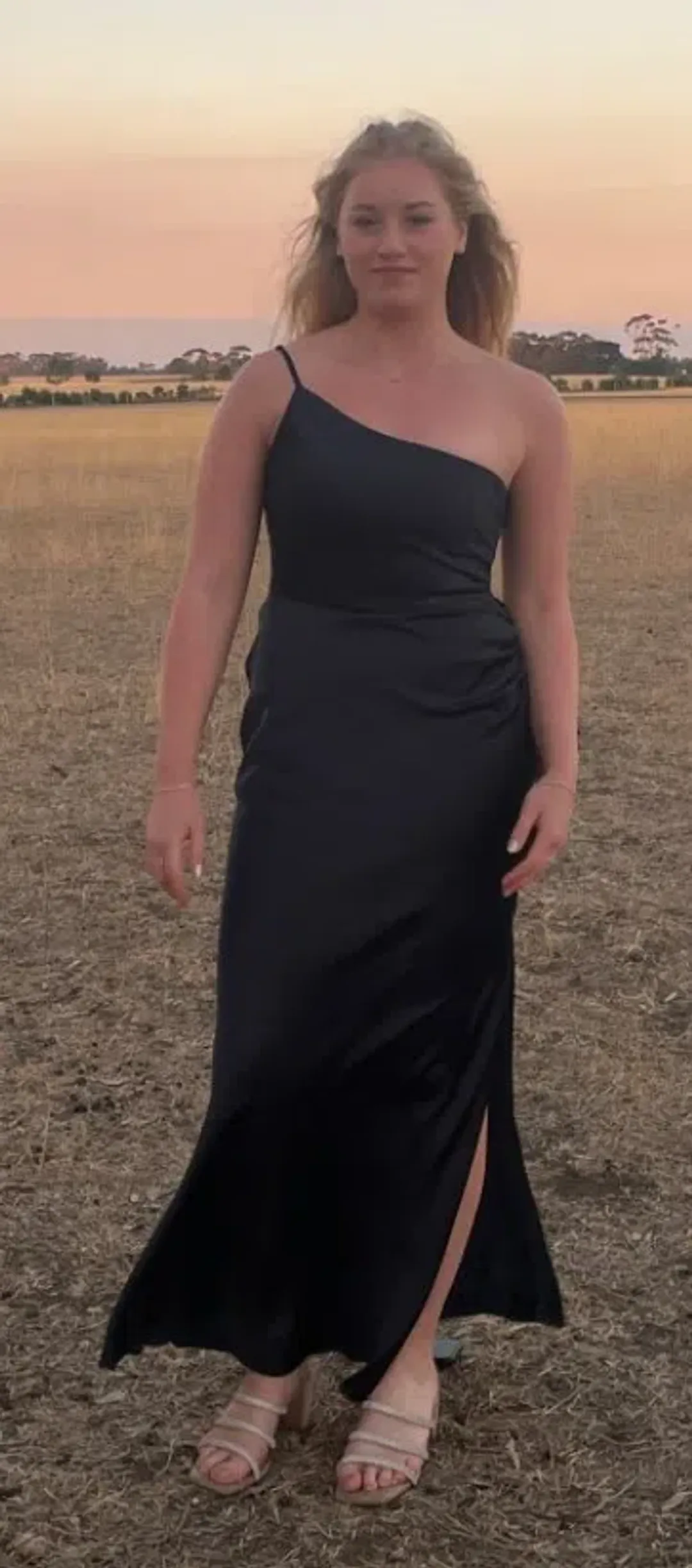 Forever New Navy One Shoulder Satin Maxi Dress for rent on The Volte - main image