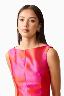 Elliat - Eloise A-Line Midi Dress in Pink & Red - Size 10 for rent on The Volte - image 4