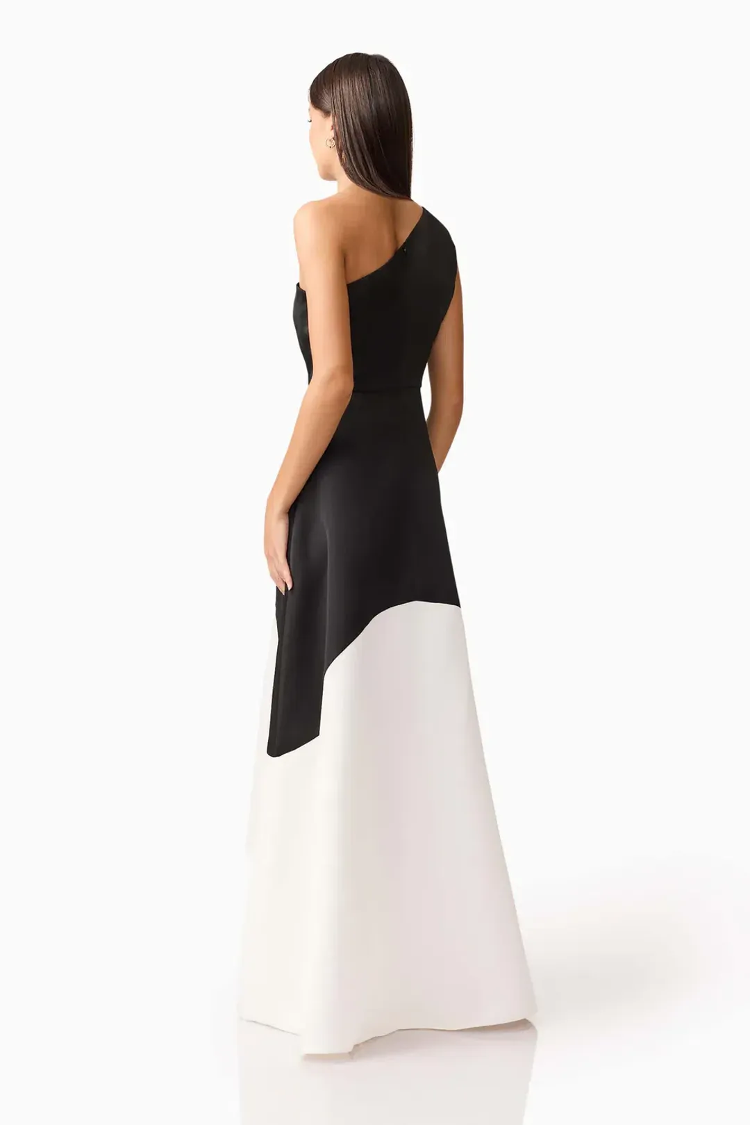 Elliat - Sorrel One Shoulder Gown in Black & White - Size 10 for rent on The Volte - main image