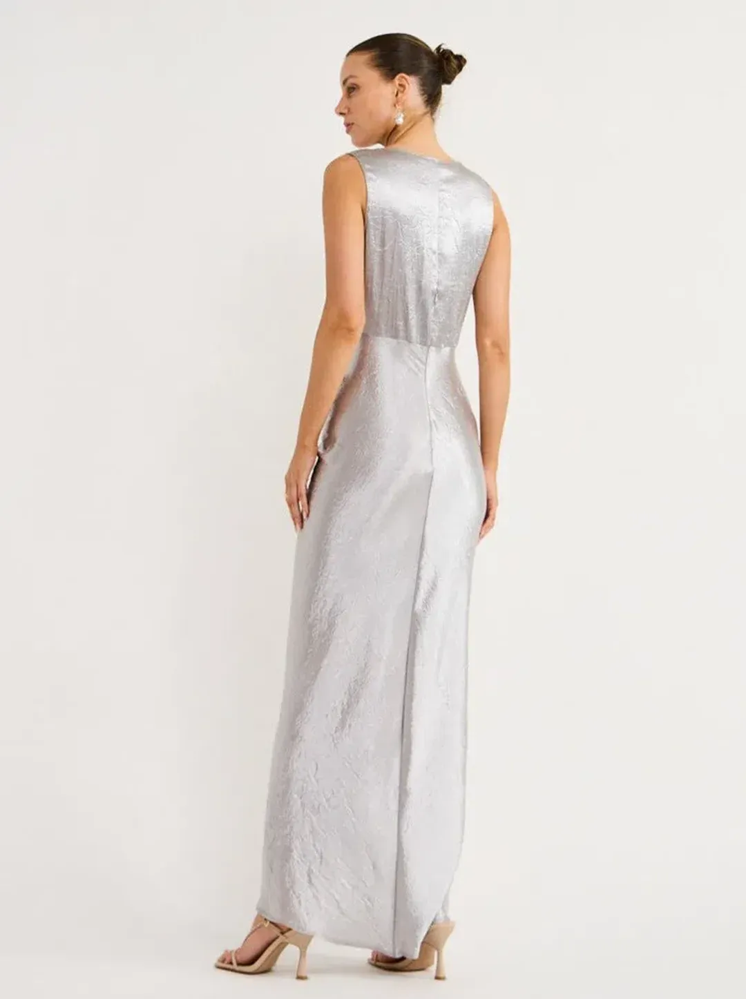 One Fell Swoop Gaia Dress Maxi Silver Size AU 10  for rent on The Volte - main image
