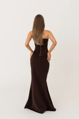 HNTR the Label Louie Maxi Gown in Brown Size S / AU 8 for rent on The Volte - image 2