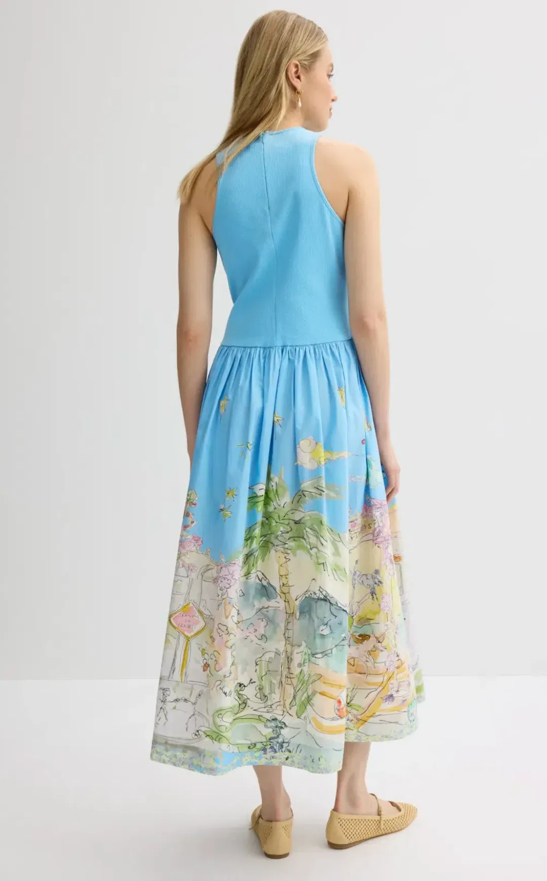 Alemais Anouk Tank Midi Dress Blue Print Size 14 for rent on The Volte - main image