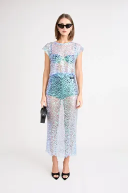 Pfeiffer Delphine Skirt in Aquamarine Sequin Size M / AU 10 for rent on The Volte - image 1