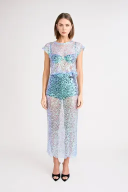 Pfeiffer Delphine Skirt in Aquamarine Sequin Size M / AU 10 for rent on The Volte - image 2