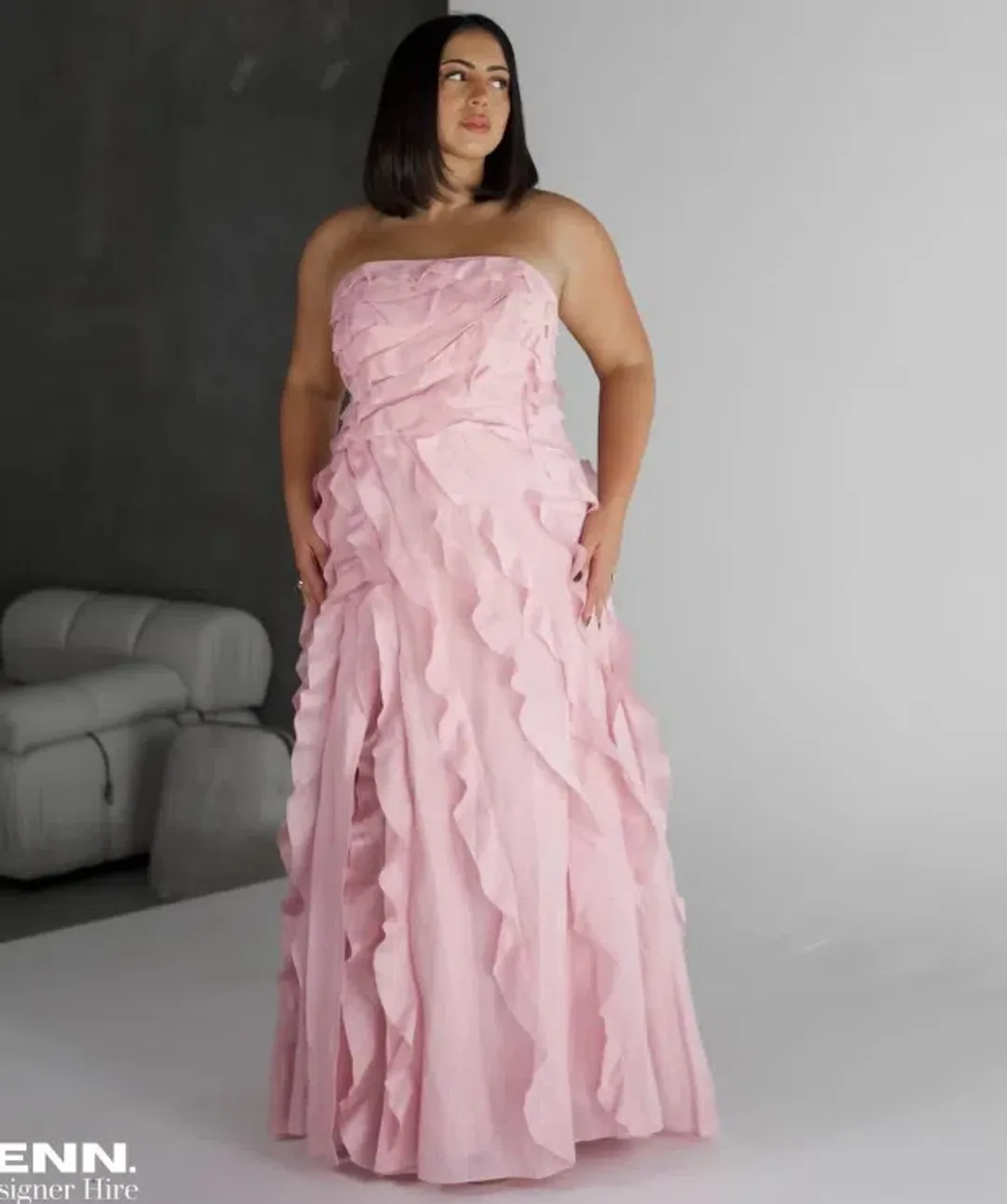 Aje Allairie Strapless Gown Chalk Pink Size 8 for rent on The Volte - main image