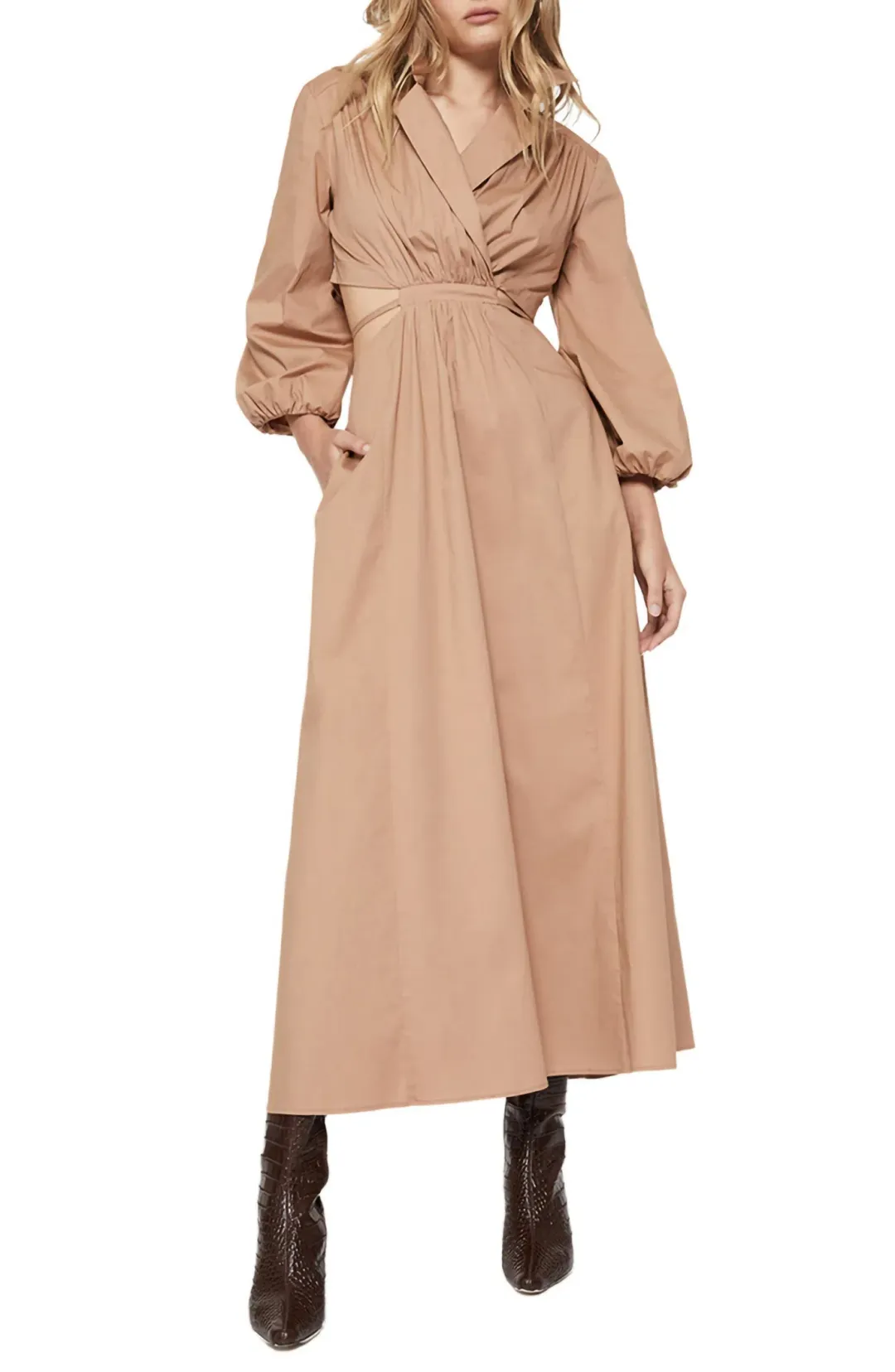 Bardot Arden Poplin Trench Midi Dress Beige Size S / AU 8 for rent on The Volte - main image