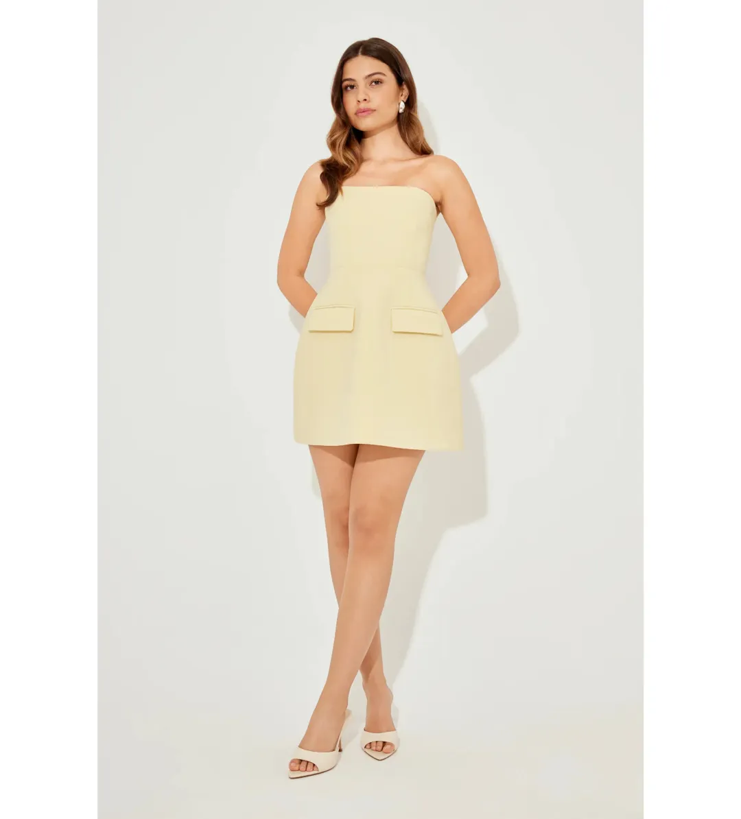 Odd Muse Strapless Mini Dress In Yellow Size AU 12 for rent on The Volte - main image