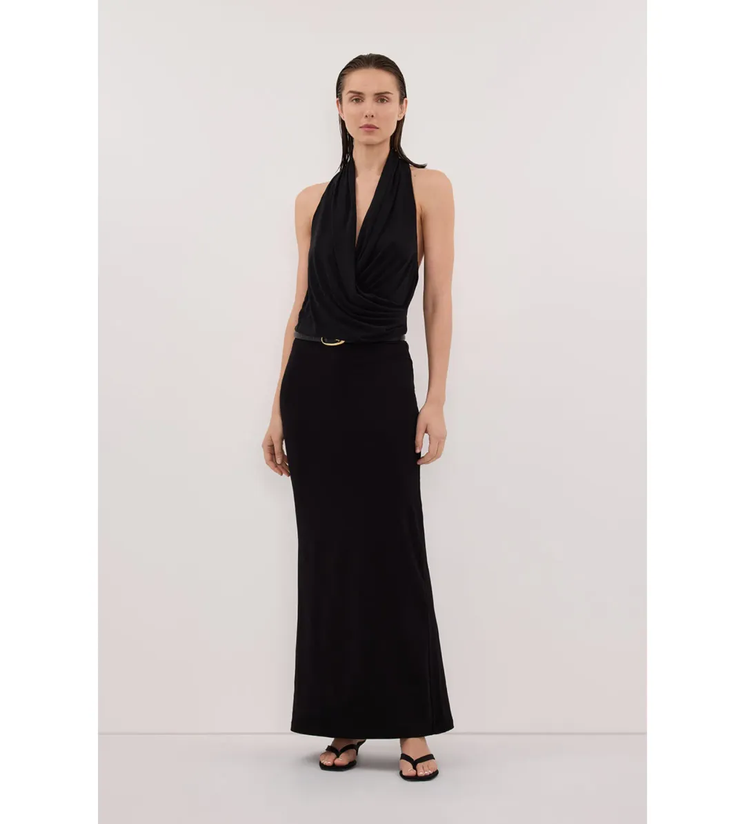 Dissh Felicity Black Sleeveless Halter  Midi Dress  Size M/ AU 10 for rent on The Volte - main image