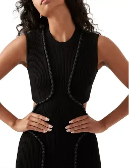AJE Arp Cut Out Knit Midi Dress Black with Crystal Rope Detail Size M / AU 10 for rent on The Volte - image 2