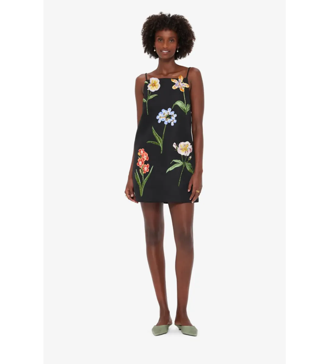 Leo Lin Leia Embroidered Mini Dress Botanical Print in Ebony Size 10 for rent on The Volte - main image