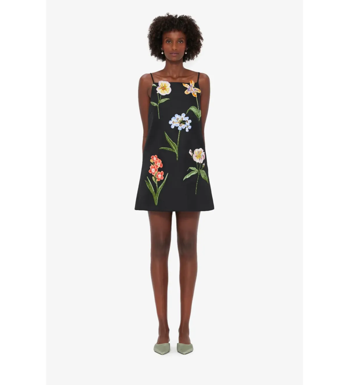 Leo Lin Leia Embroidered Mini Dress Botanical Print in Ebony Size 10 for rent on The Volte - main image