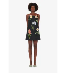 Leo Lin Leia Embroidered Mini Dress Botanical Print in Ebony Size 10 for rent on The Volte - image 1