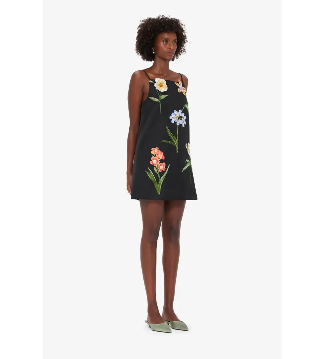 Leo Lin Leia Embroidered Mini Dress Botanical Print in Ebony Size 10 for rent on The Volte - main image
