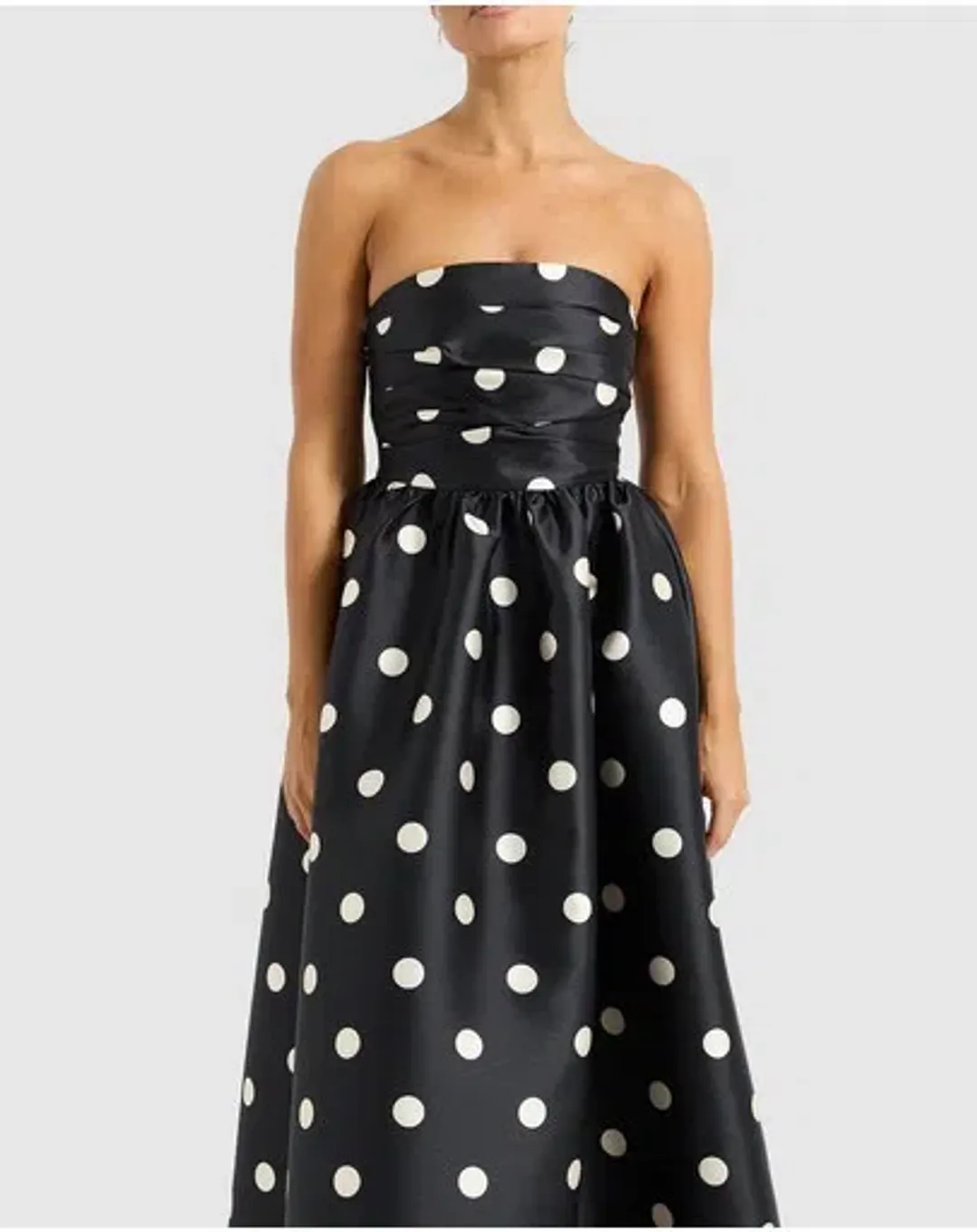 Pasduchas Dottie Strapless Midi Dress Black/Cream Size 12 for rent on The Volte - main image