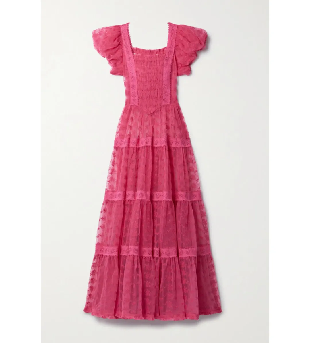 Nadette Lace-trimmed Embroidered Tulle Maxi Dress Pink Size M/AU 10 for rent on The Volte - main image
