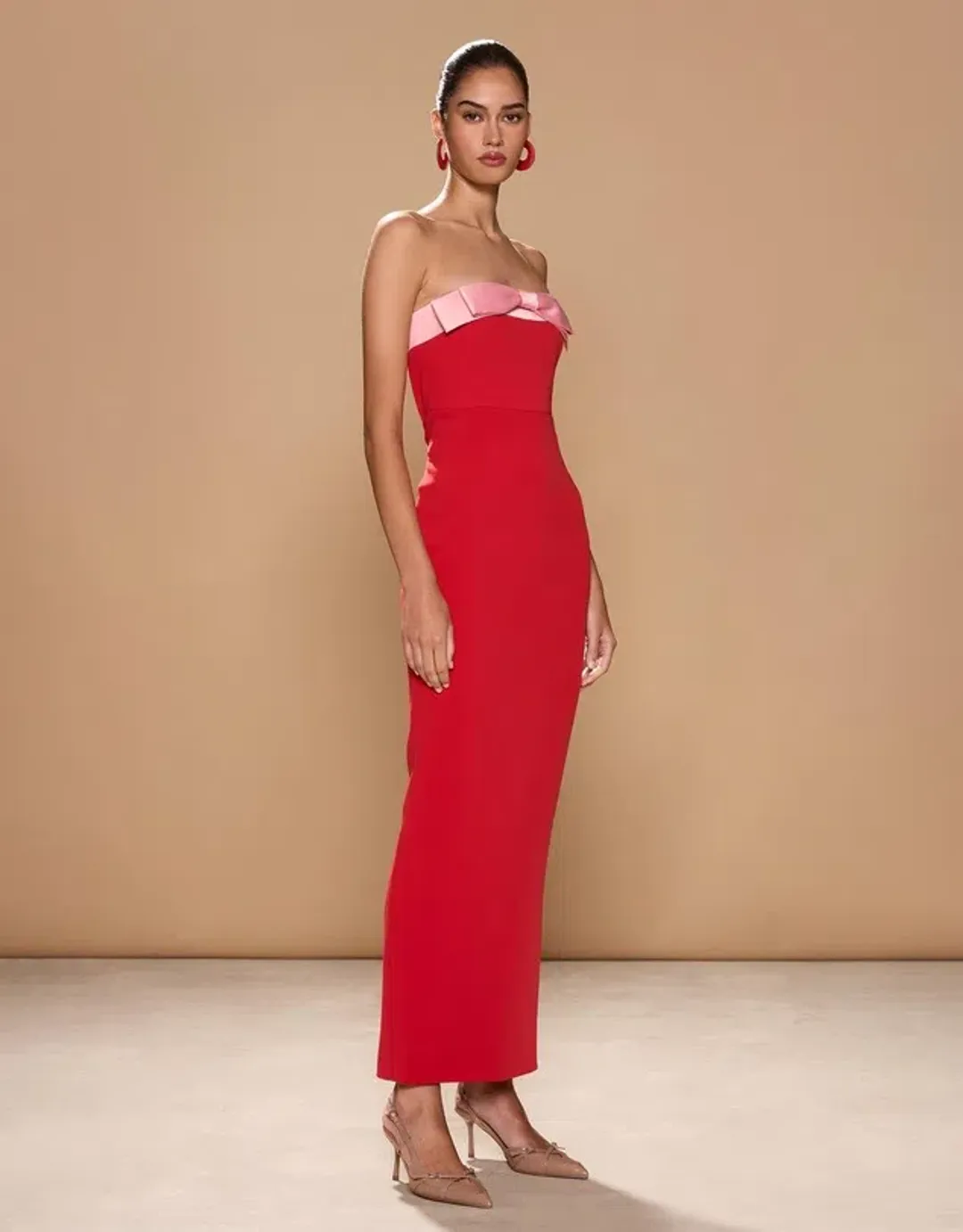 Sonya Moda Ivrea Ribbon Maxi Dress Lola Red Size S/AU 8 for rent on The Volte - main image