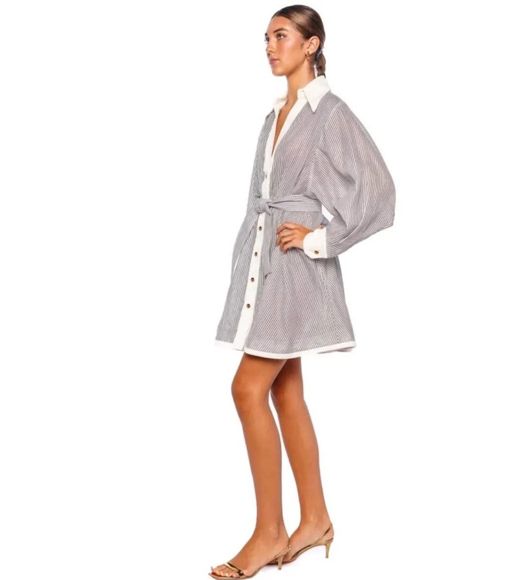 Zimmermann Hypnotic Tuck Mini Dress Stripes Size 1/ AU10 for rent on The Volte - main image