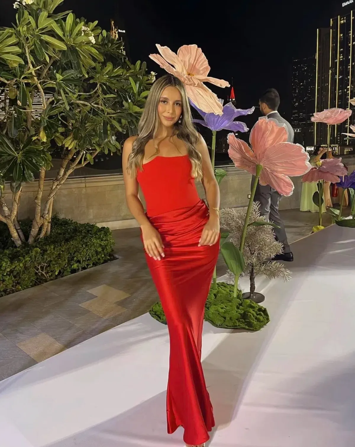 House Of CB Persephone Strapless Corset Maxi Dress Scarlet Red Size M/AU 10 for rent on The Volte - main image