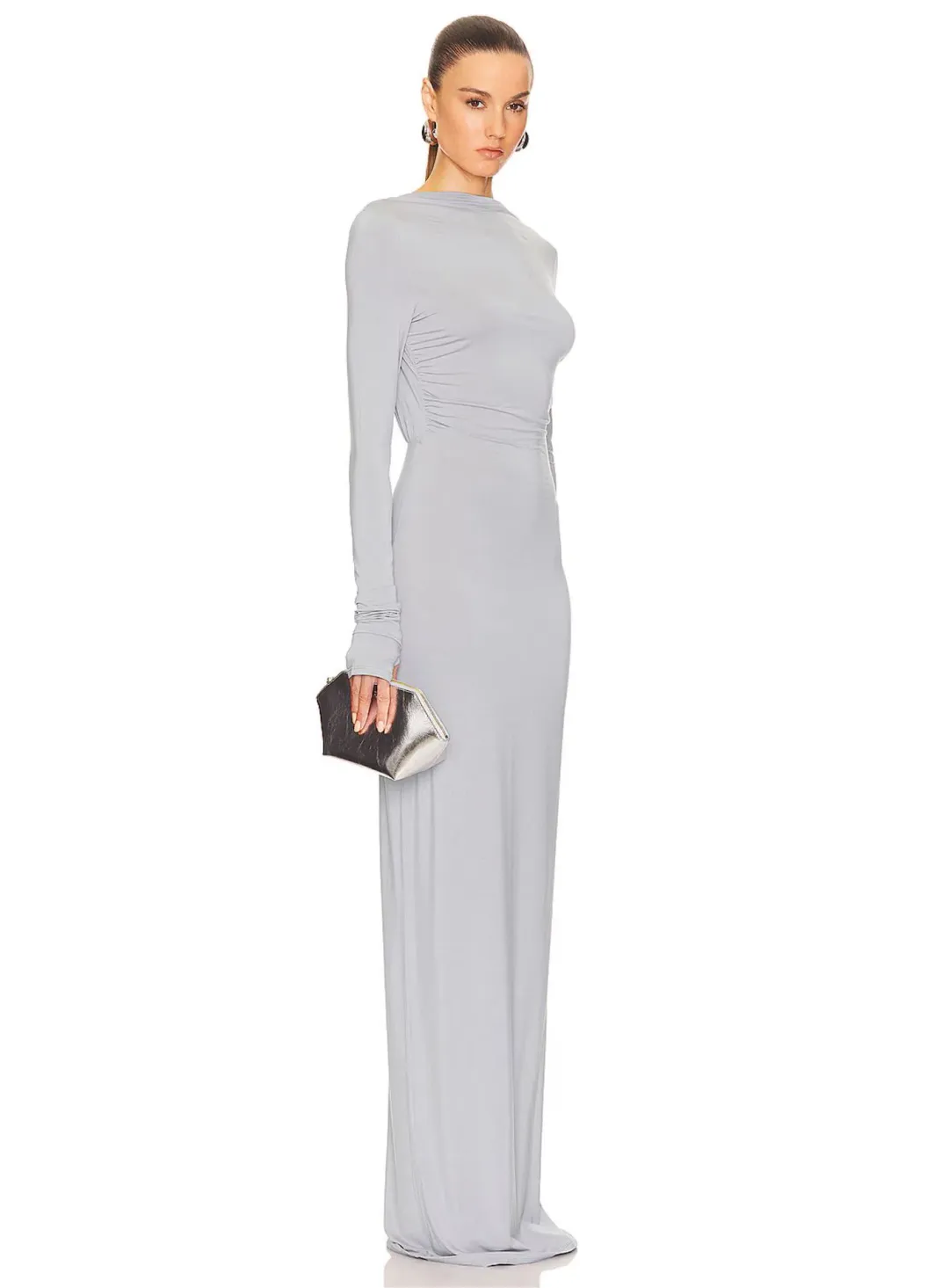 Helsa Jersey Backless Maxi Dress in Dove Grey Size 8 for rent on The Volte - main image