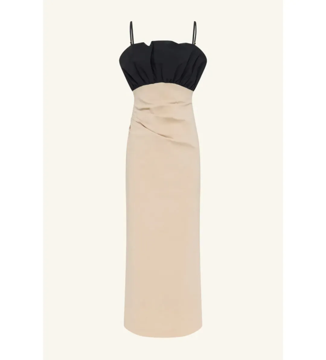 Shona Joy Campbell Bubble Bodice Midi Dress in Oat Milk Size 10 for rent on The Volte - main image
