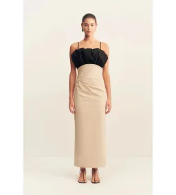 Shona Joy Campbell Bubble Bodice Midi Dress in Oat Milk Size 10 for rent on The Volte - image 1