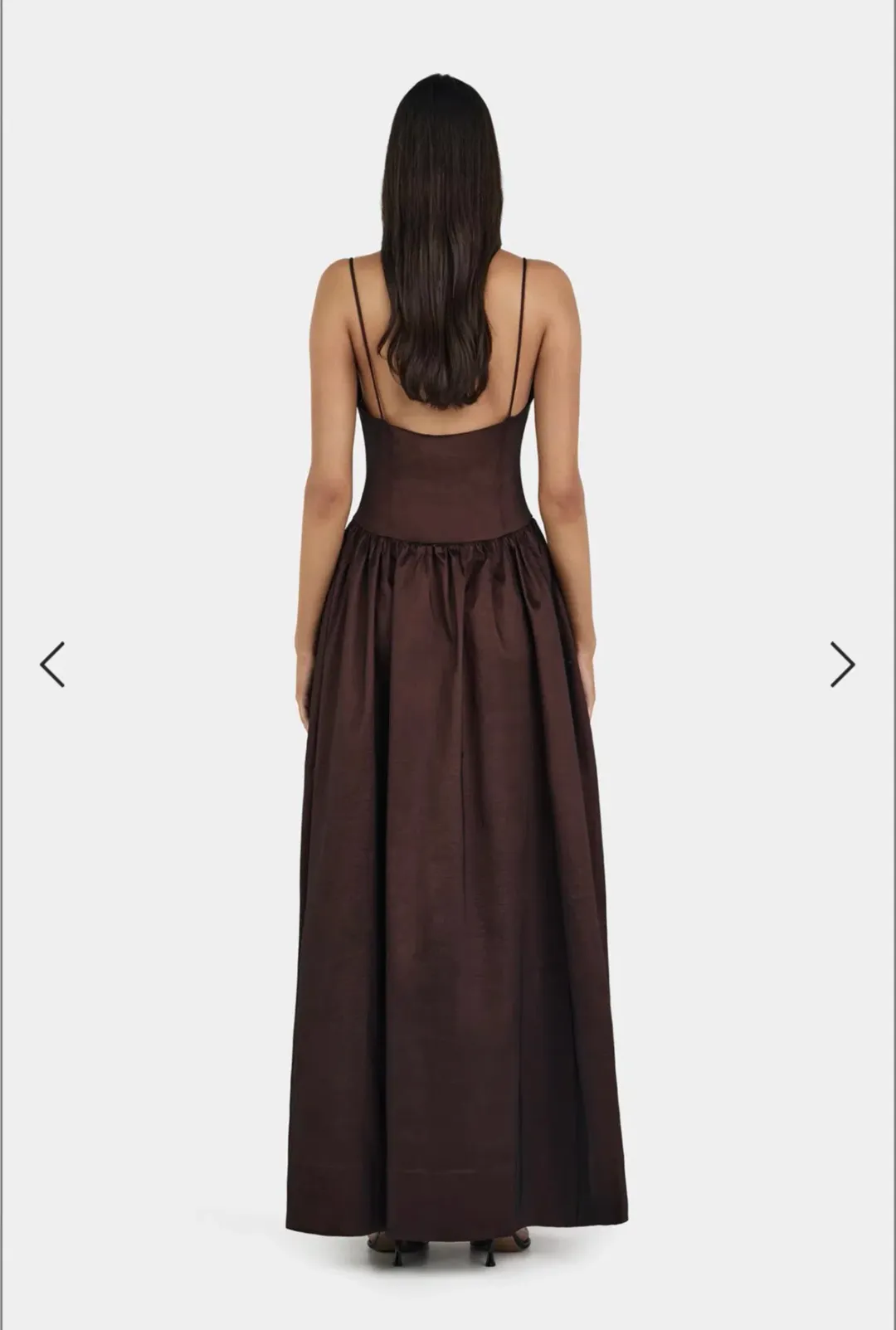 Hansen & Gretel Bellini Taffeta Gown Chocolate Size AU 8 for rent on The Volte - main image