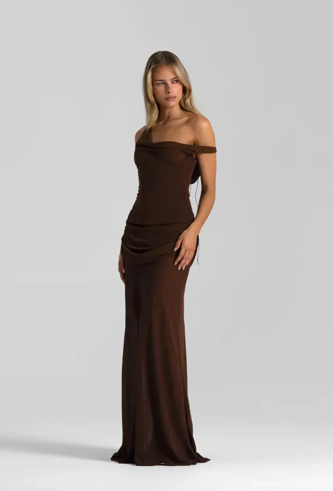Natalie Rolt Cadence Maxi Gown Brown Size 10  for rent on The Volte - main image