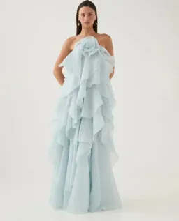 Aje Pandorea Layered Maxi Dress Silver Blue Size 12 for rent on The Volte - image 1