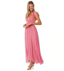 Forever New Selena Ruffle Shoulder Maxi in Pink Size AU12 for rent on The Volte - image 2