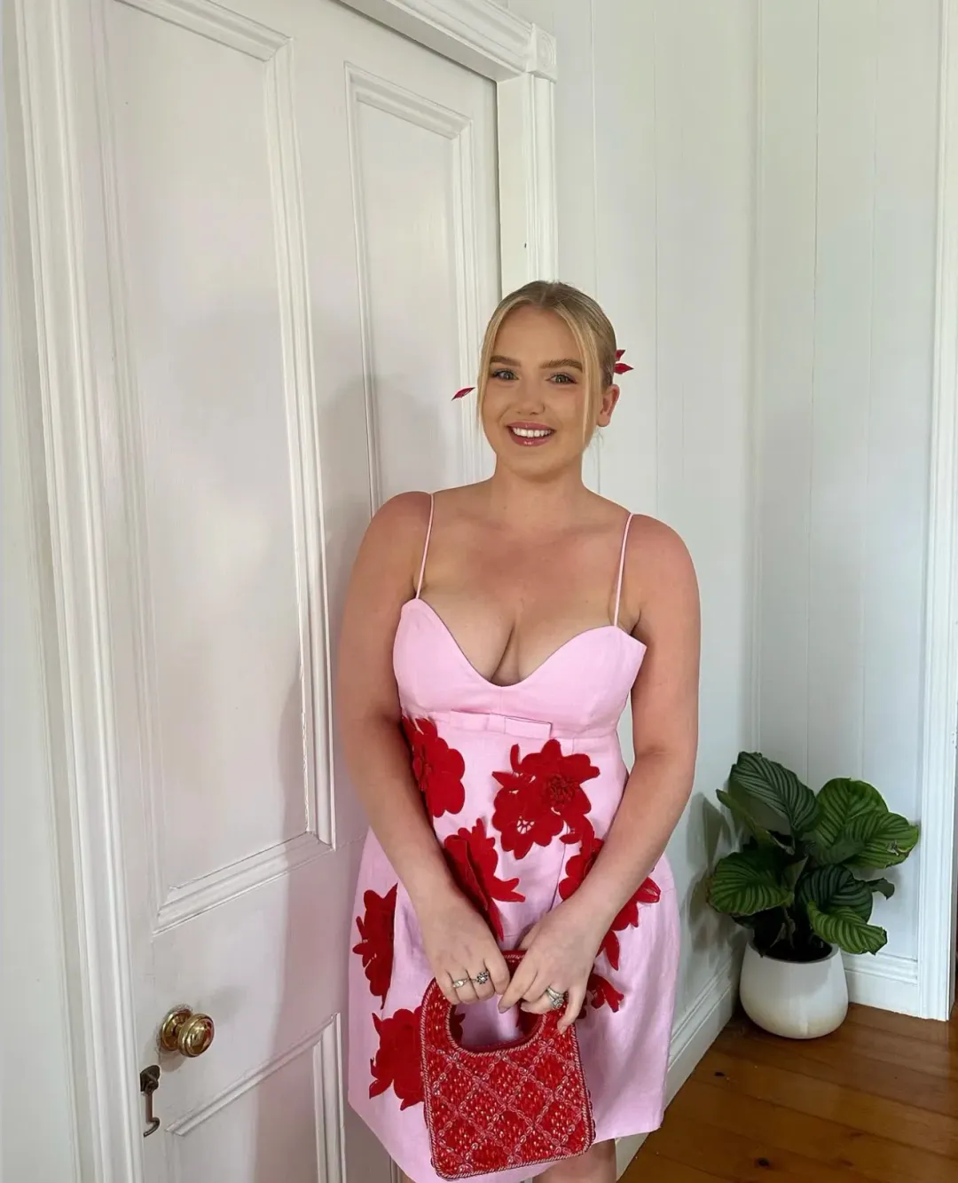 Oroton Contrast 3D Flower Mini Dress Size AU 12  for rent on The Volte - main image