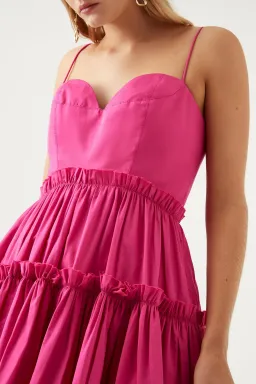 AJE Maya Tiered Mini Dress Fuchsia with side pockets AU 6 US 2 for rent on The Volte - image 3