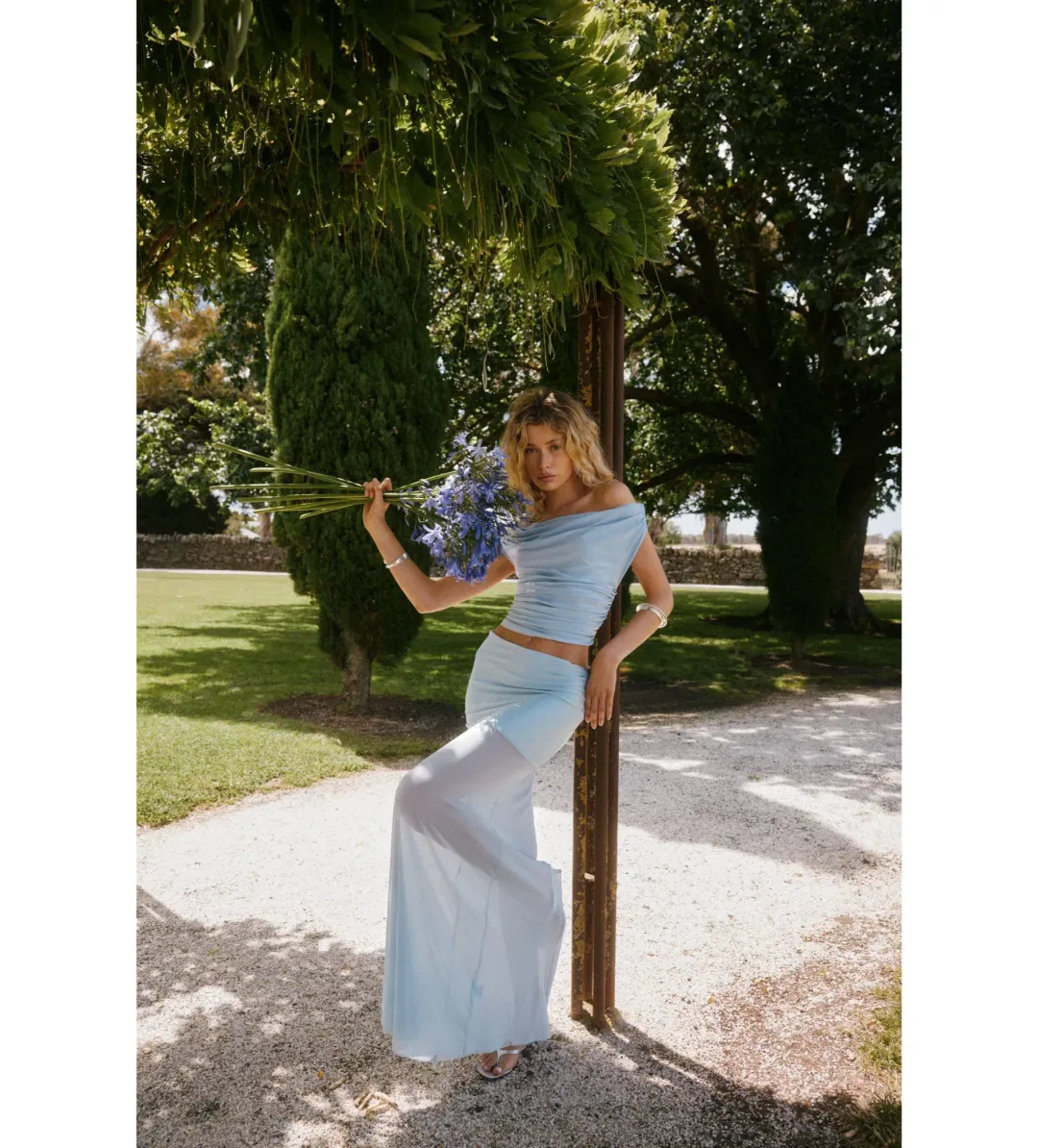 Ance Gria Grace Top & Skirt Set Sky Blue Size M AU 10  for rent on The Volte - main image