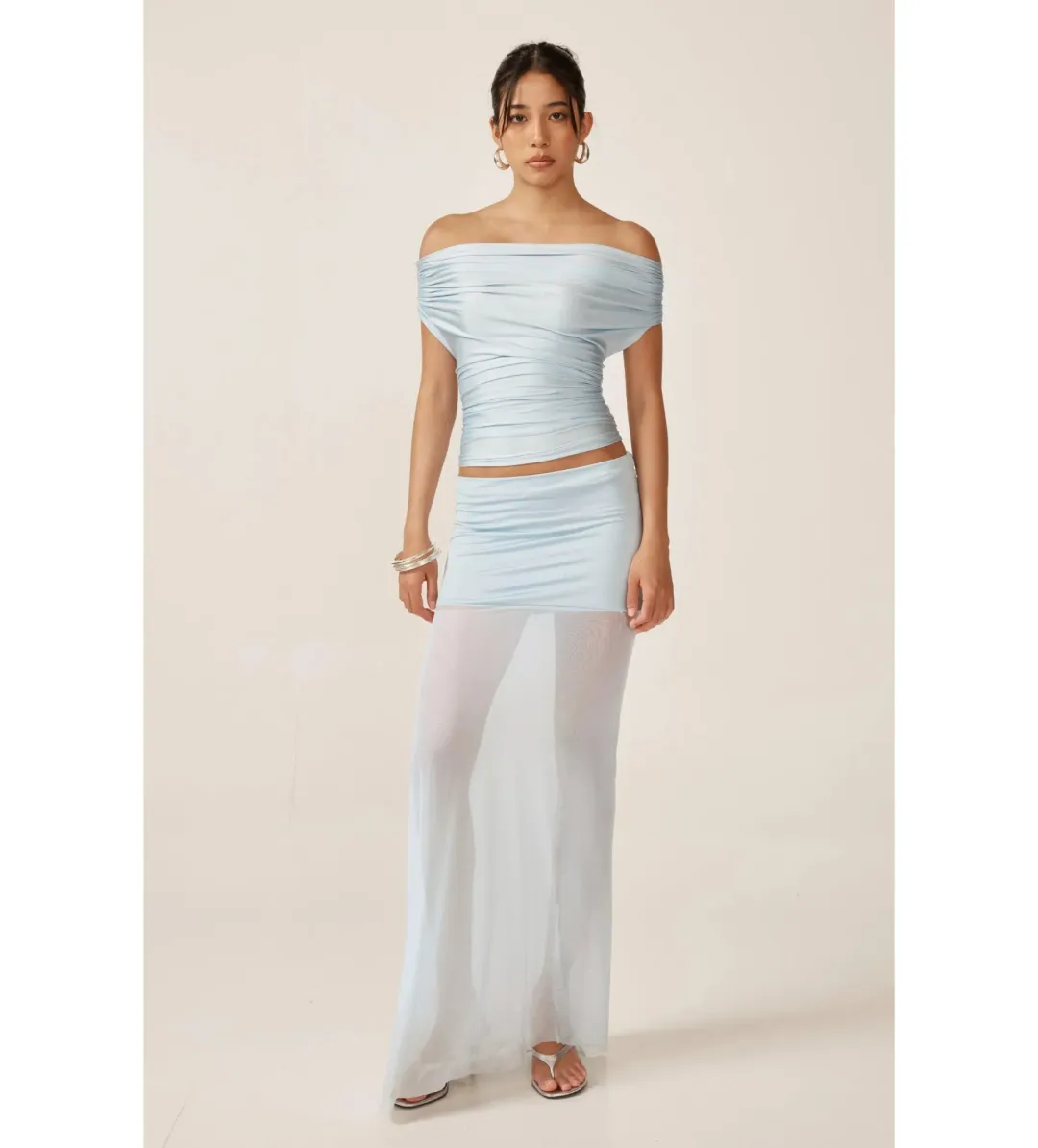 Ance Gria Grace Top & Skirt Set Sky Blue Size M AU 10  for rent on The Volte - main image