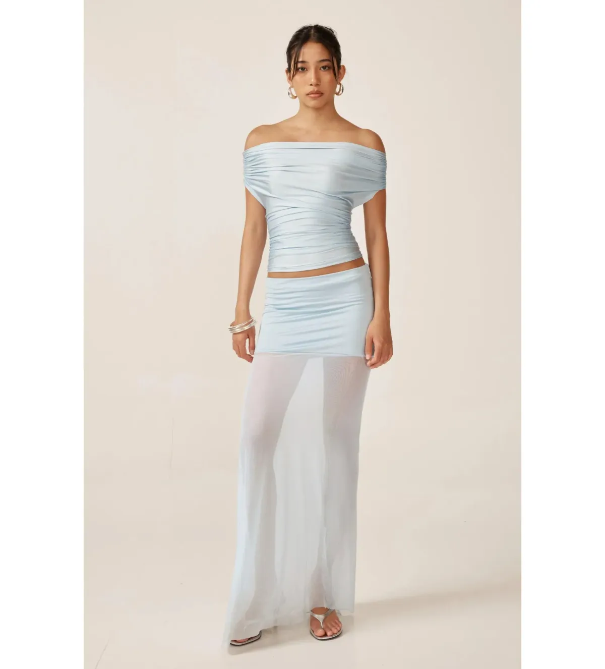 Ance Gria Grace Top & Skirt Set Sky Blue Size M AU 10  for rent on The Volte - main image