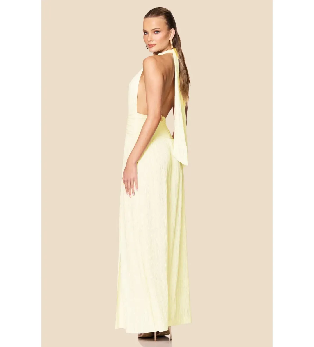 Nookie Desiree Halter Maxi Gown Yellow Size 8 for rent on The Volte - main image