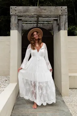 Coven & Co Boho Maternity Full Moon Lace Gown White Size M / AU 12 for rent on The Volte - image 4