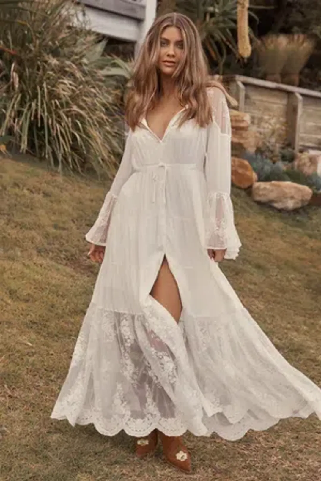 Coven & Co Boho Maternity Full Moon Lace Gown White Size M / AU 12 for rent on The Volte - main image