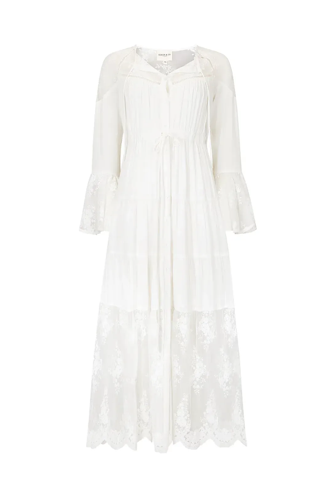 Coven & Co Boho Maternity Full Moon Lace Gown White Size M / AU 12 for rent on The Volte - main image