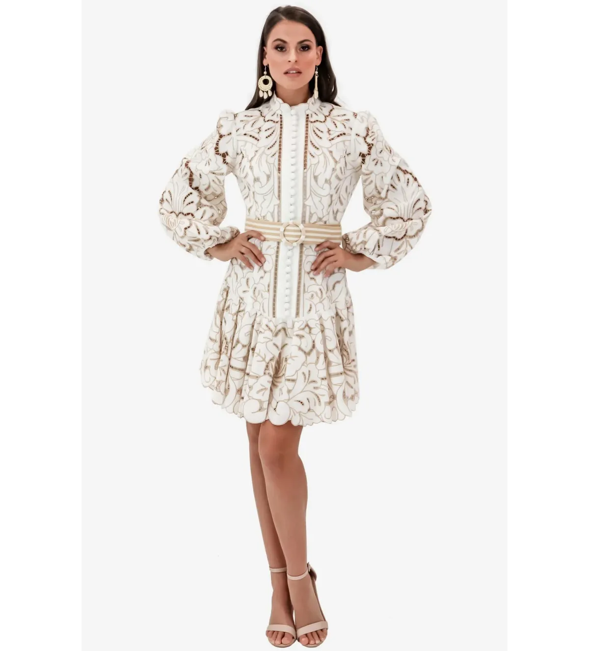 Zimmermann Edie Button Down Short Dress in Ivory Size AU8 for rent on The Volte - main image