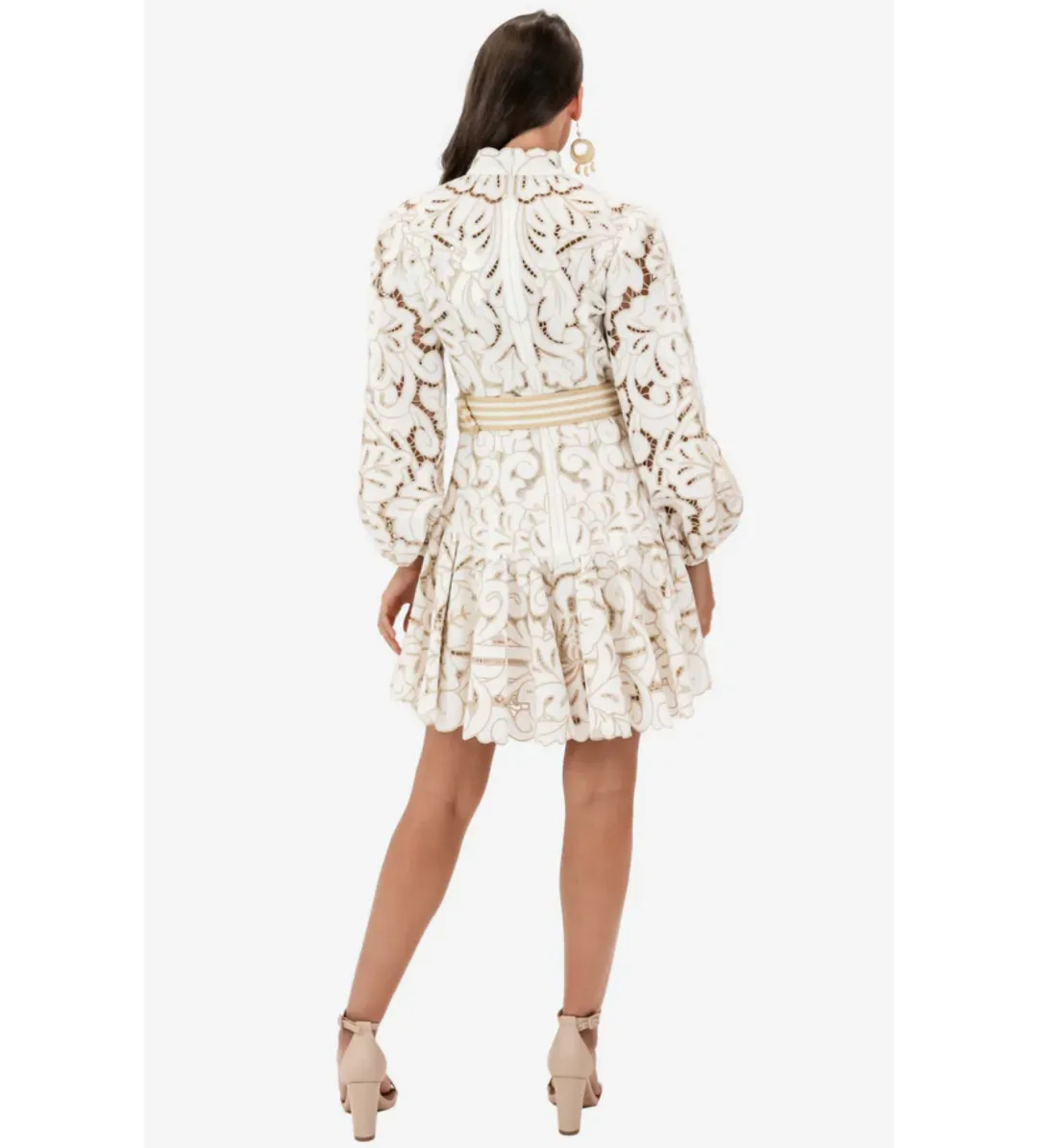 Zimmermann Edie Button Down Short Dress in Ivory Size AU8 for rent on The Volte - main image