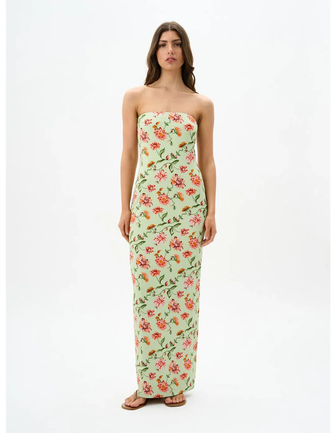 Roame Riva Maxi Dress in Pistachio Bloom Size AU12 for rent on The Volte - main image