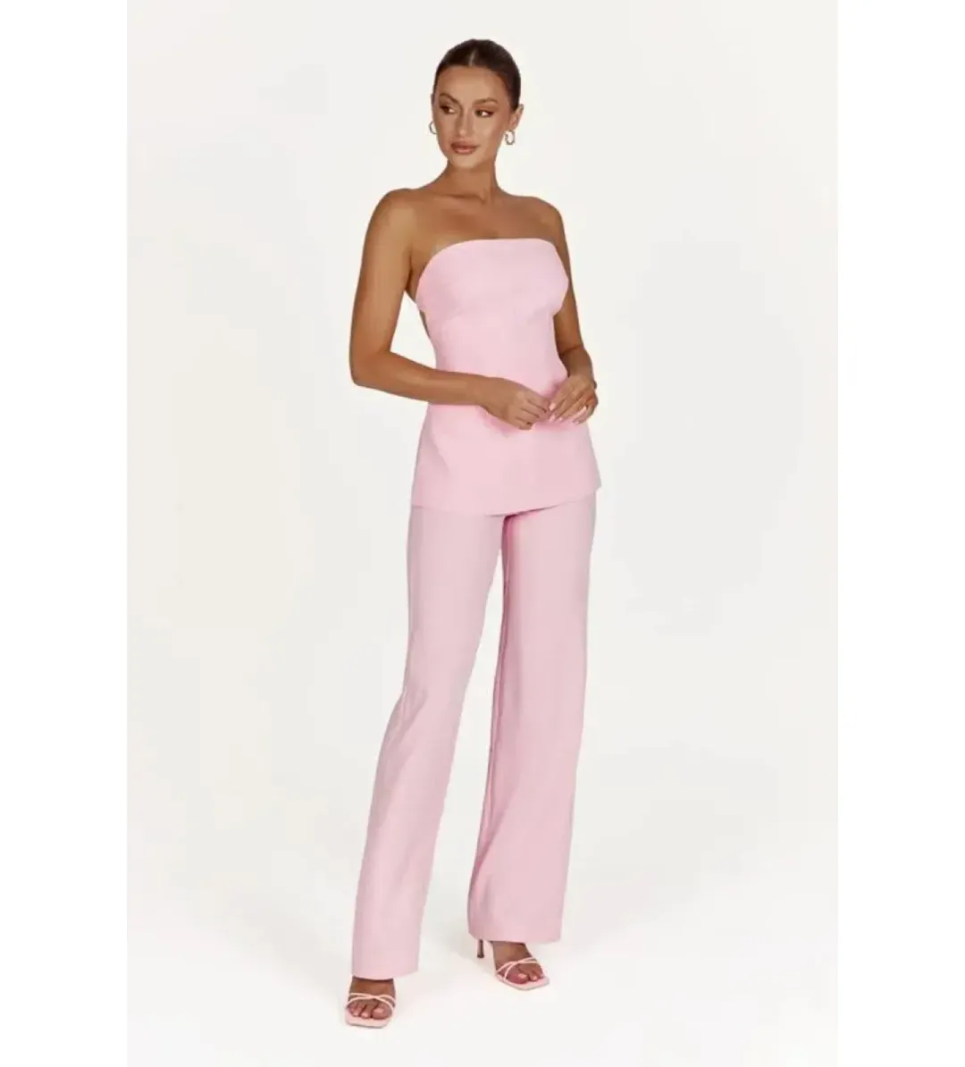 Meshki Astri Top and Allanah Pant Set Blush Pink Size M/AU 10 for rent on The Volte - main image