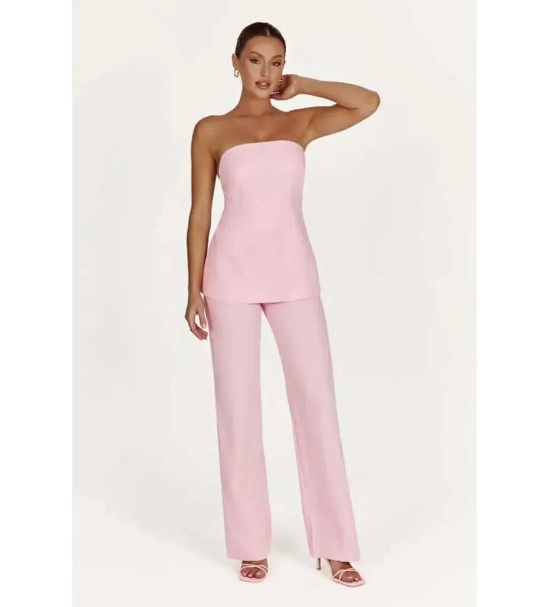 Meshki Astri Top and Allanah Pant Set Blush Pink Size M/AU 10 for rent on The Volte - main image