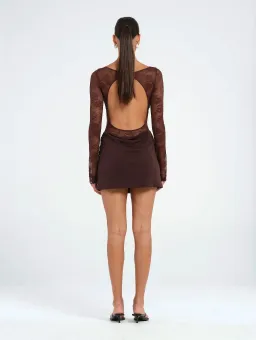 Benni Oskar Mini Dress Chocolate Size AU 8 for rent on The Volte - image 3