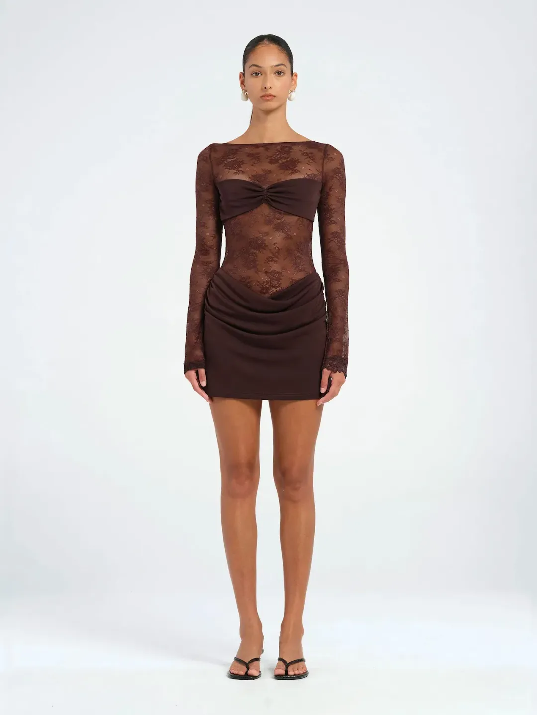 Benni Oskar Mini Dress Chocolate Size AU 8 for rent on The Volte - main image