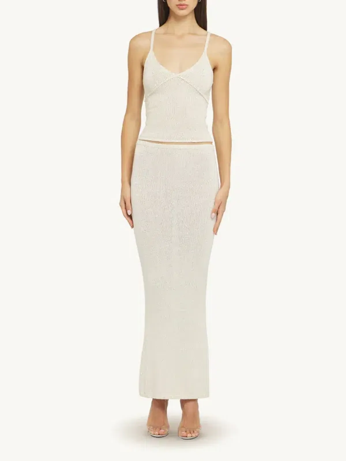 Asta Resort Carolina Set Ivory Sequin Size AU 8 for rent on The Volte - main image