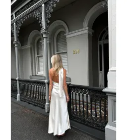 Desero Jacare Roma Maxi Dress in White Size AU6 for rent on The Volte - image 2