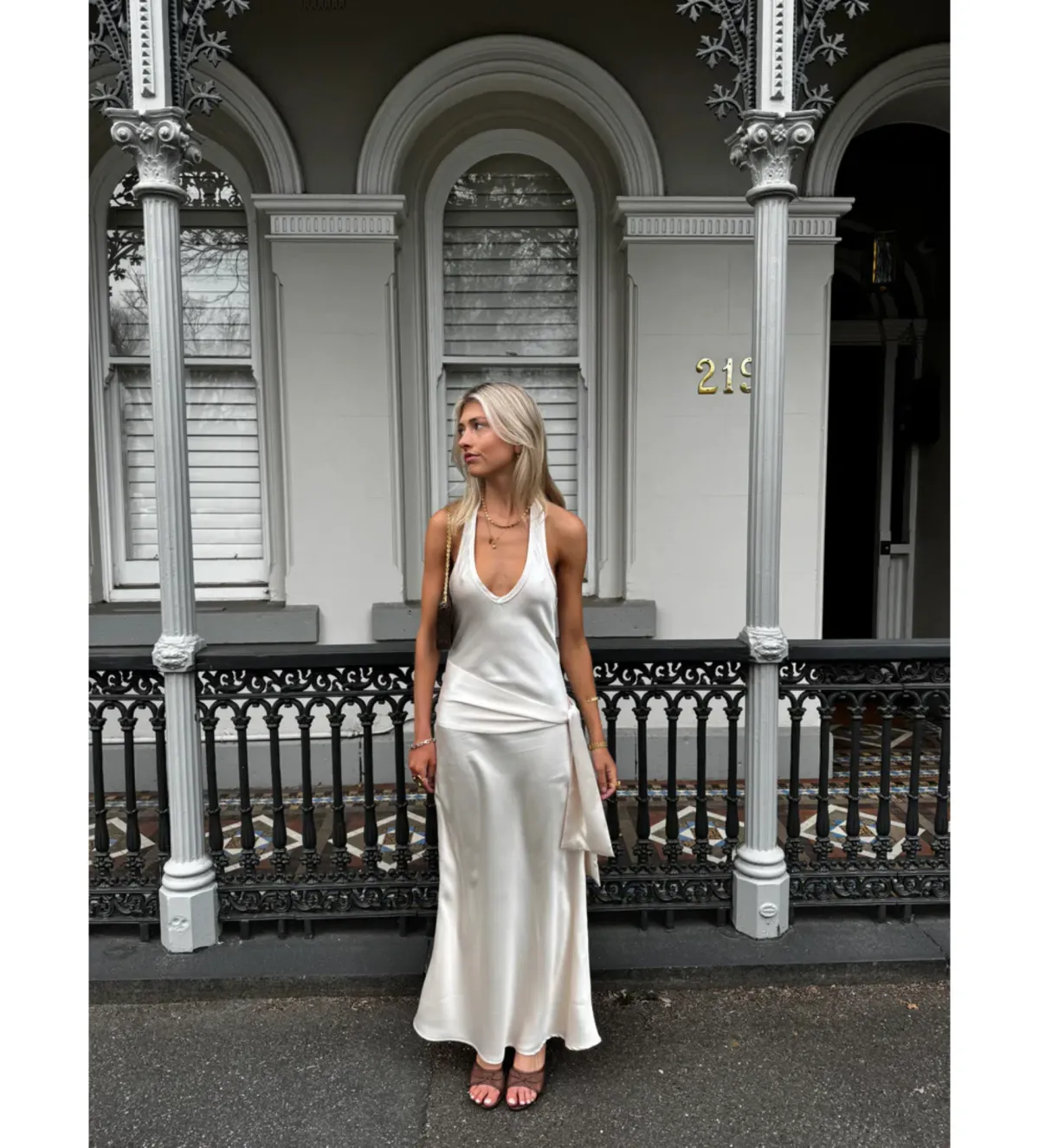 Desero Jacare Roma Maxi Dress in White Size AU6 for rent on The Volte - main image