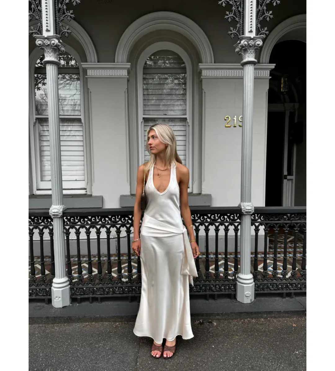 Desero Jacare Roma Maxi Dress in White Size AU8 for rent on The Volte - main image